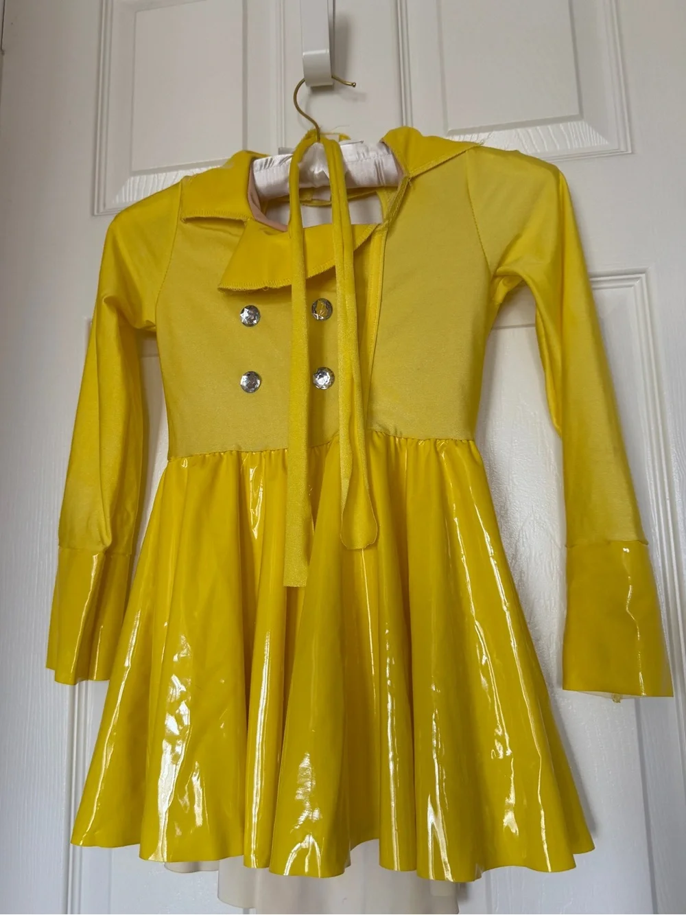 Weissman Girl’s Sunny Yellow Vinyl-Trim Fit & Flare Dance Costume Size Medium